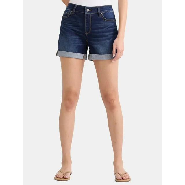Time and Tru Women's Mid-Rise Denim Short, 4" Inseam, Size 2-20 | Walmart (US)
