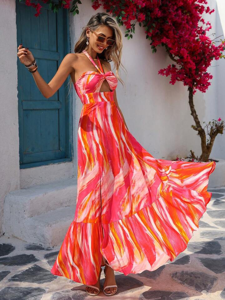 Vivid Eden Spring-Summer Beach Vacation Romantic Dress | SHEIN