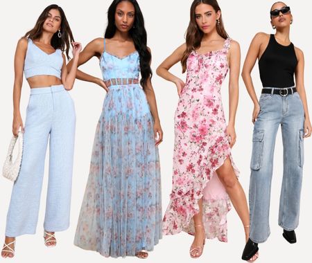 Lulus resort wear and casual spring outfits are here!!! These dresses are perfect for Easter, wedding guest dresses, or spring events and the jeans and tank are perfect for casual everyday looks! vacation outfits 

#LTKfindsunder50 #LTKfindsunder100 #LTKstyletip