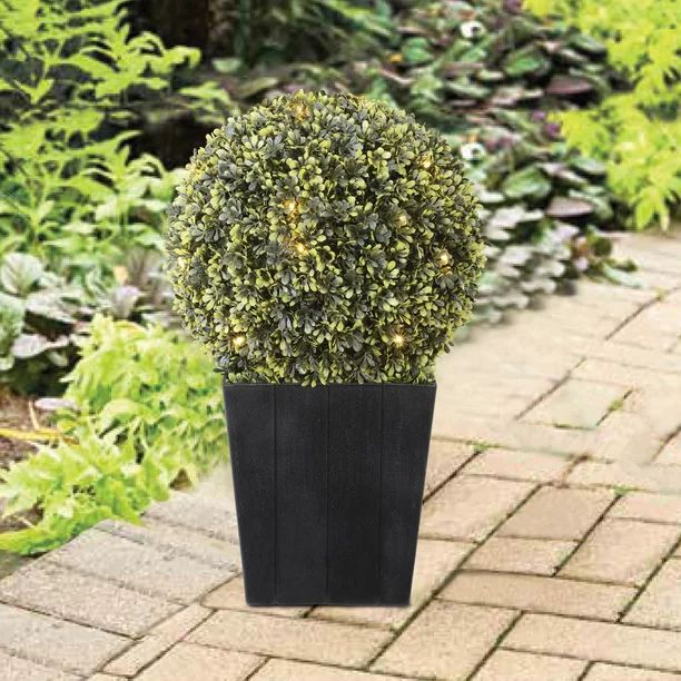 Better Homes & Gardens Outdoor Round 20" Topiary Decor, with Battery Operated Warm White LED Ligh... | Walmart (US)