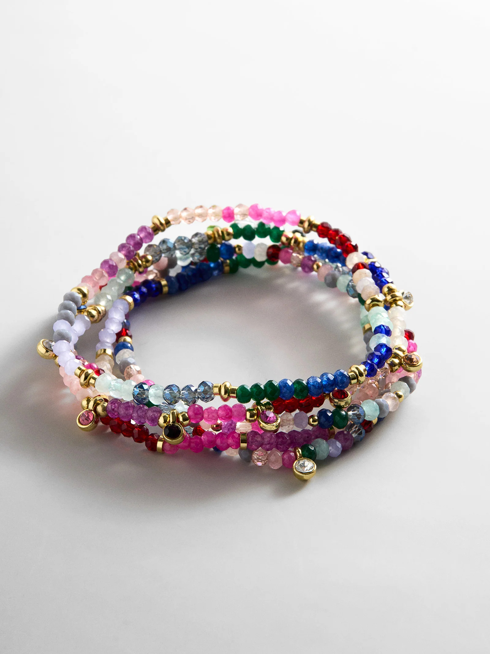 Indya Semi-Precious Layered Bracelet Set - Dark Multi | BaubleBar