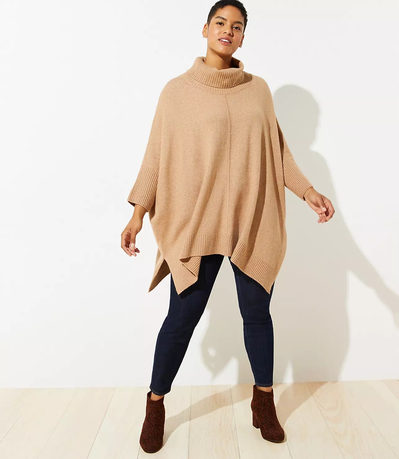 LOFT Plus Turtleneck Poncho Sweater | LOFT | LOFT