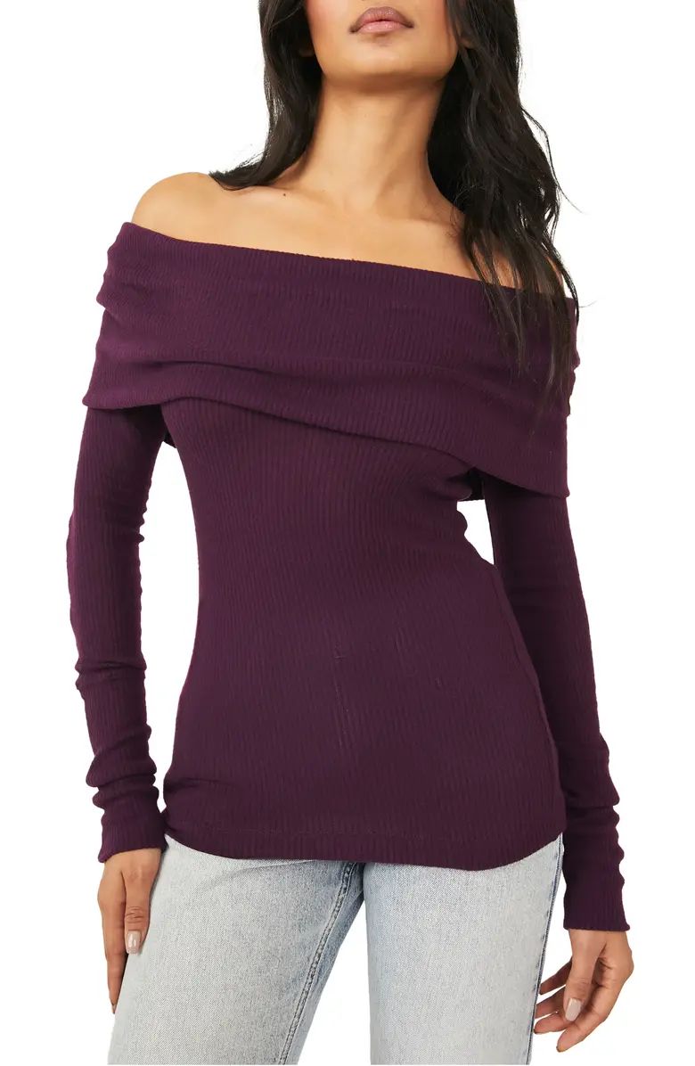 Free People Snowbunny Off the Shoulder Long Sleeve Tee | Nordstrom | Nordstrom