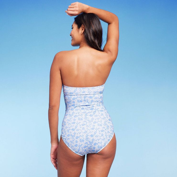 Women's Floral Print Full Coverage Bandeau One Piece Swimsuit - Kona Sol™ Multi | Target