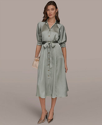 Women's Spread Collar Midi Shirt Dress | Macy's