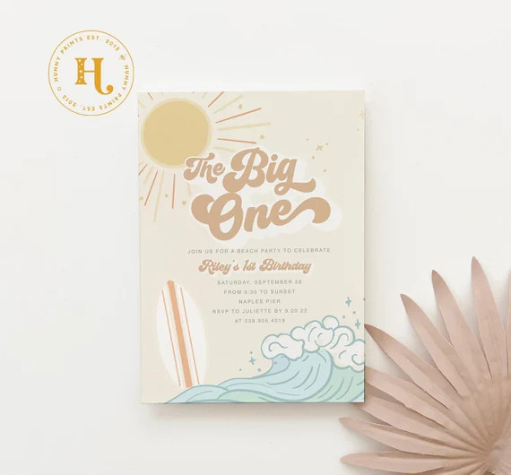 Surf Boy First Birthday Invite the Big One Birthday - Etsy | Etsy (US)