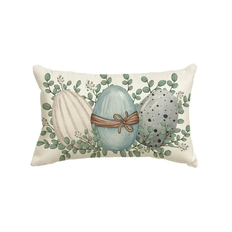 Smile Eucalyptus Easter Eggs Pillow Cover 12x20 Inch | Walmart (US)