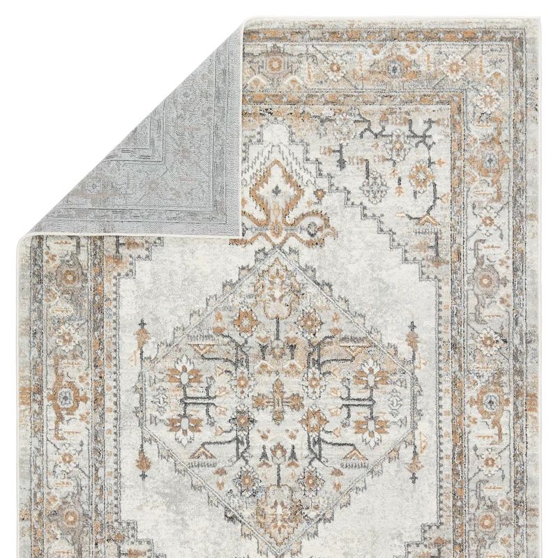 Hallum Oriental Machine Made Power Loom Area Rug in Gray/Gold Tan/Ivory | Wayfair North America