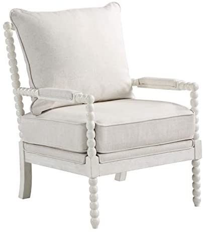 OSP Home Furnishings Kaylee Spindle Accent Chair, 26.5” W x 32.25” D x 37” H, White Frame w... | Amazon (US)