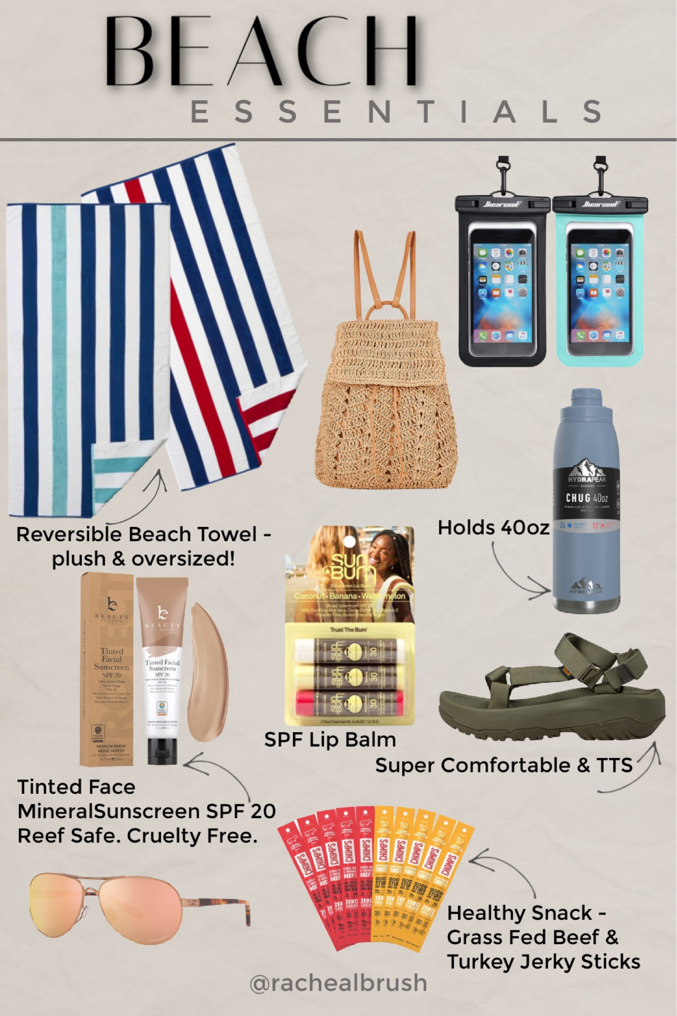Beach Essentials. Beach items. Beach trip. Healthy beach snacks. 

#LTKSeasonal #LTKtravel #LTKhome