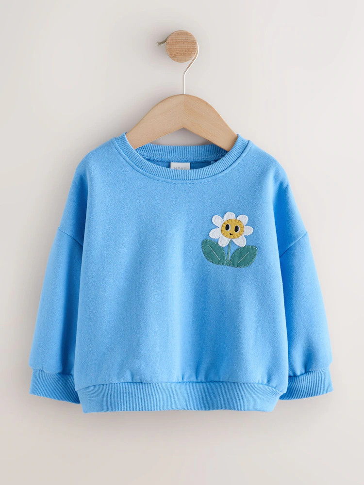 Blue Flower Crew Neck Sweatshirt (3mths-7yrs) | Next EU