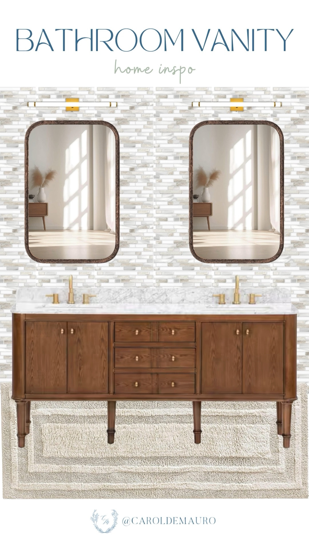 Giving your bathroom a major upgrade is as easy as mixing warm wood tones with those gorgeous marble and brass details. Just add some rounded mirrors and a plush rug to turn your everyday routine into a total spa moment.

bathroom inspo, vanity corner, bathroom accessories, spa at home, interior design, bathroom remodel, home renovation, neutral aesthetic

#LTKU #LTKHome #LTKSeasonal