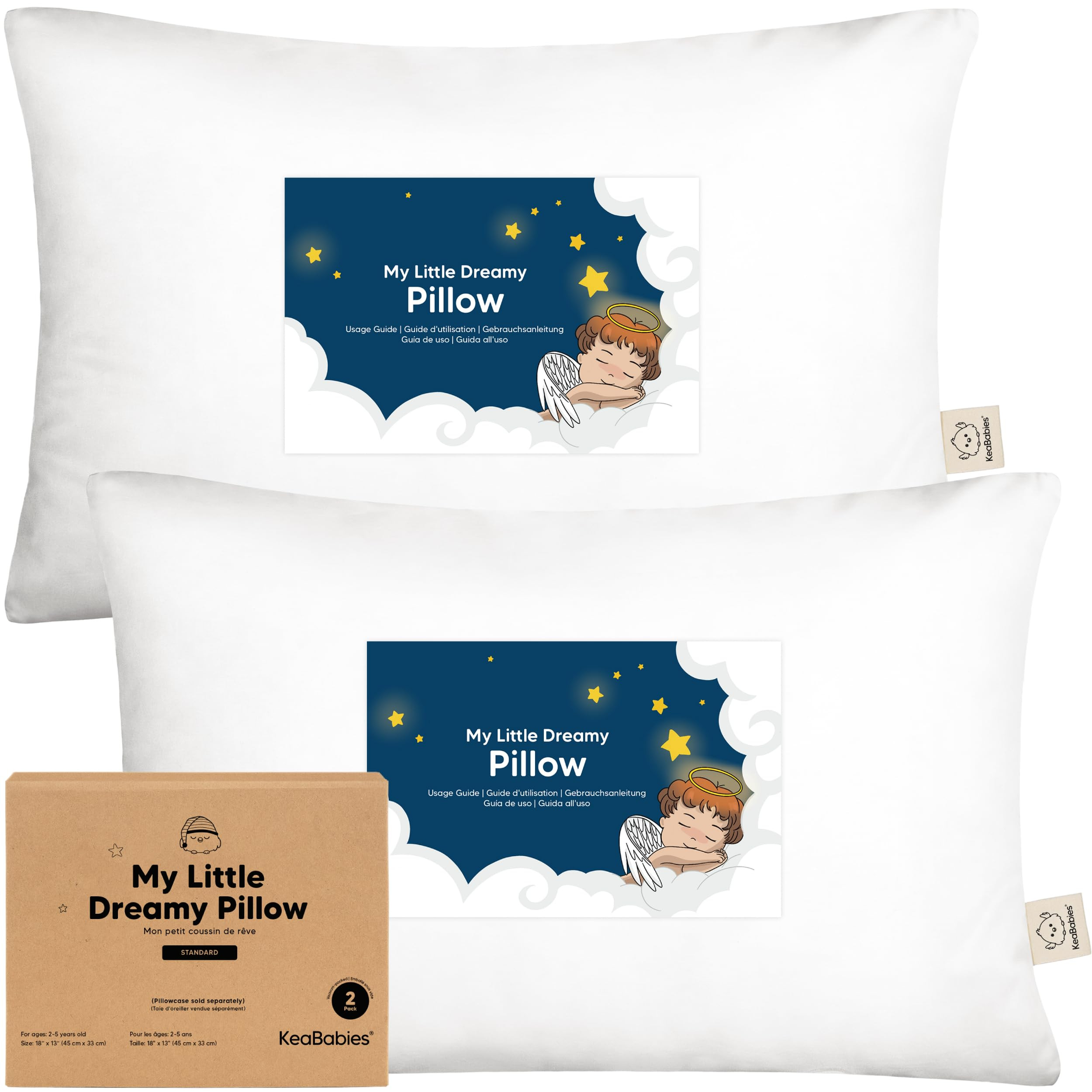 KeaBabies 2-Pack Toddler Pillow 13x18 - Soft Organic Cotton Kids Travel Bed Pillows for Sleeping,... | Amazon (US)