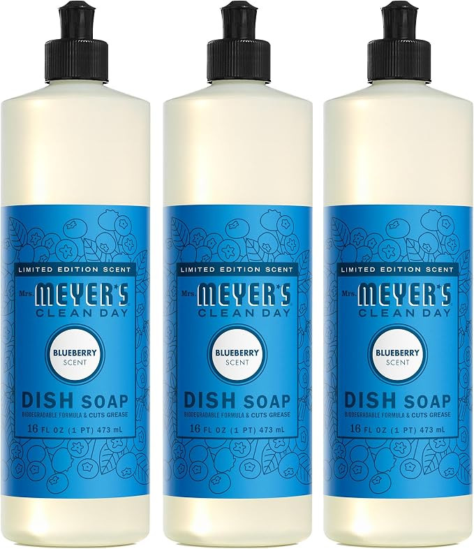 Mrs. MEYER'S CLEAN DAY Liquid Dish Soap, Blueberry Scent, 16 Fl Oz Bottle - 3 Pack | Amazon (US)