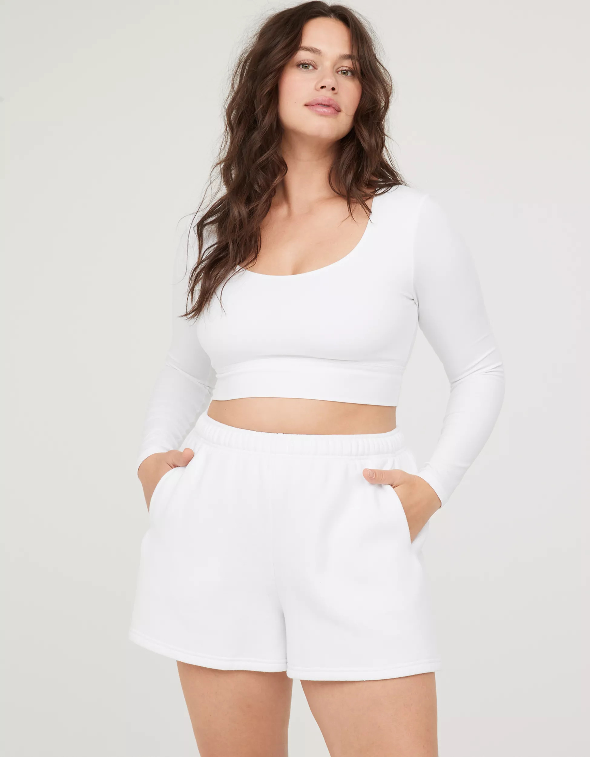 OFFLINE By Aerie Real Me Open Back Long Sleeve Bra Top | Aerie