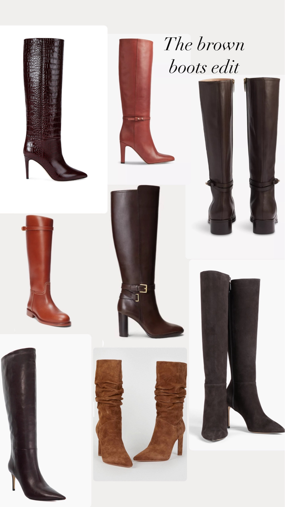 The brown boots edit 
From riding boots to suede knee high chocolate brown - these are my top favourites 👢🍂🤎

#brownboots #chocolatebrown #brownkneehighboots #boots #autumnlook #autumn #autumnoutfits #capsule #capsulewardrobe 

#LTKworkwear #LTKshoes #LTKautumn