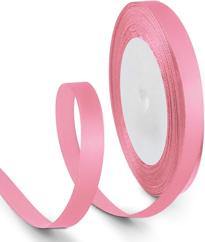 3/8 Inch 25 Yards Satin Ribbon Light Pink, Solid Color Fabric Ribbon for Gift Wrapping, Wedding, ... | Amazon (US)