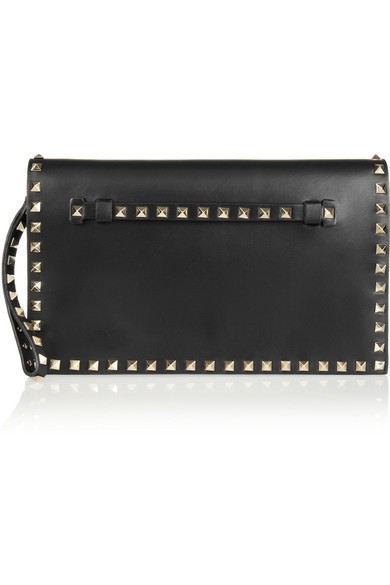 Valentino Garavani The Rockstud leather clutch | NET-A-PORTER (US)