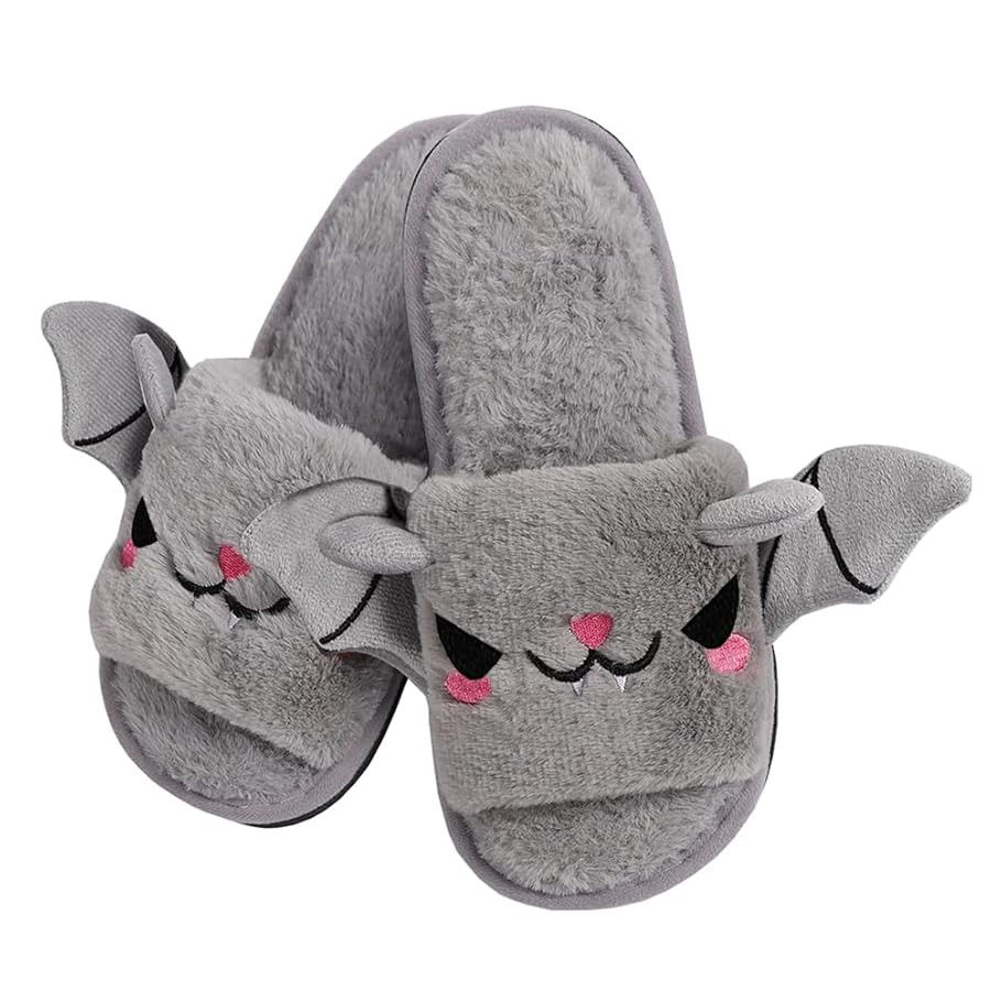 Halloween Bat Animal Slippers Soft Plush Cozy Open Toe Women Indoor or Outdoor Fuzzy Slippers Hal... | Amazon (US)