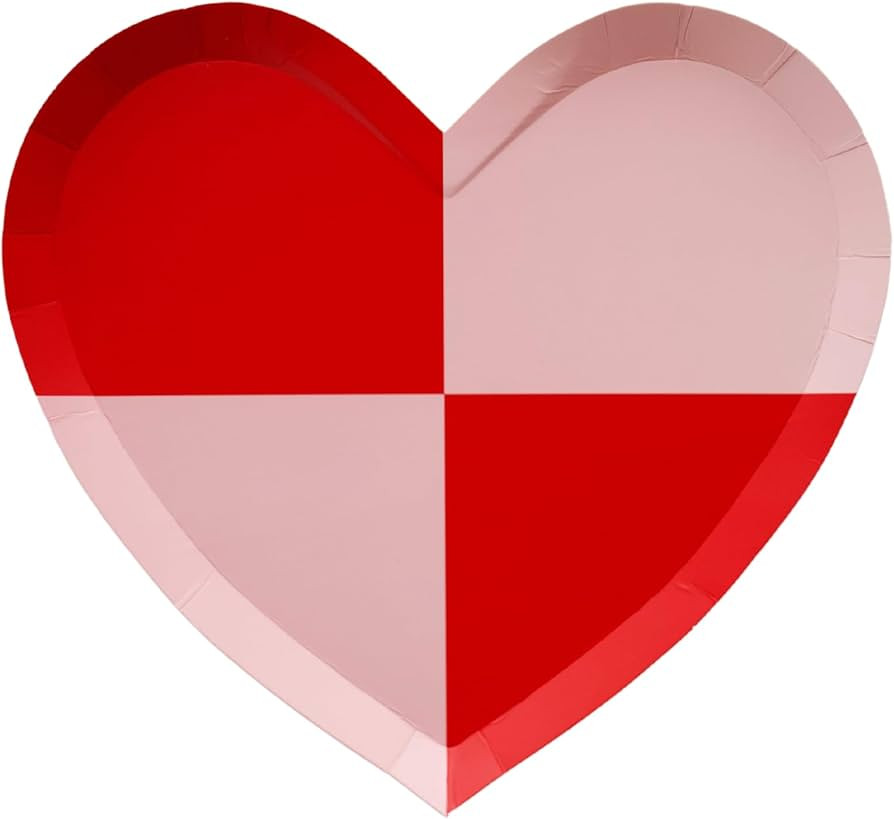 Bonjour Fete Pink Heart Checker Paper Party Plates | Disposable Cake Size | Premium Supplies | Ha... | Amazon (US)