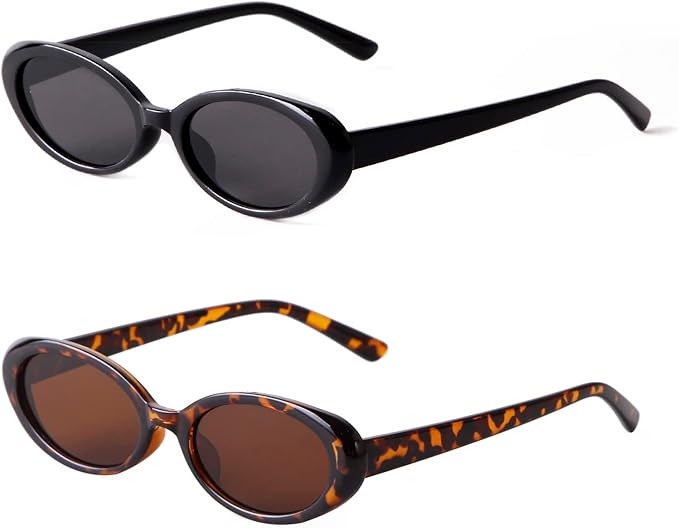 VIA LEECA Trendy Retro Oval Sunglasses for Women, 90s Small Y2K Fashion Vintage Narrow Sun Glasse... | Amazon (US)
