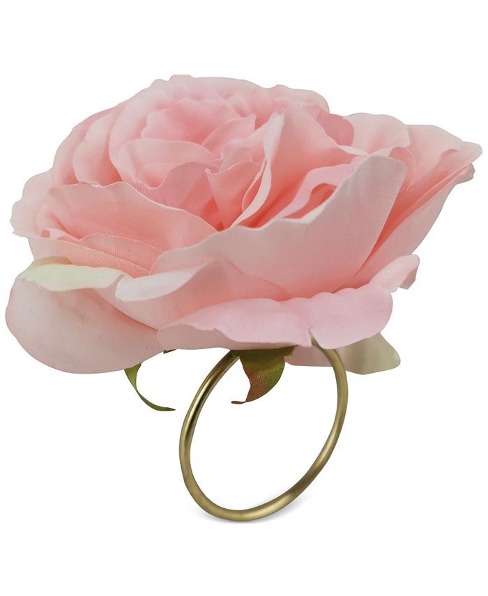 Martha Stewart Collection Valentine's Day Pink & Red Ranunculus Napkin Rings, Set of 4, Created f... | Macys (US)