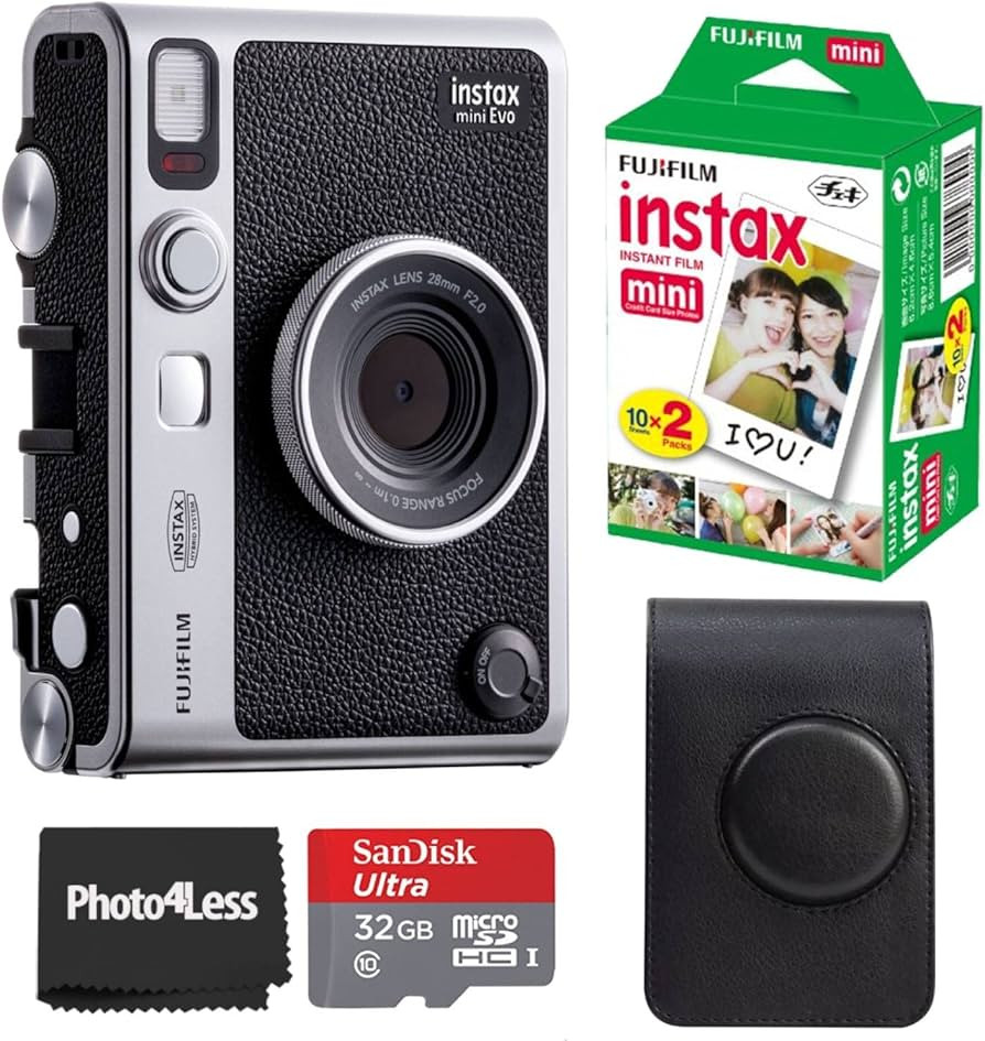 Fujifilm Instax Mini EVO Hybrid Instant Camera Black Bundle with Instax Mini Instant Film 20 Shee... | Amazon (US)