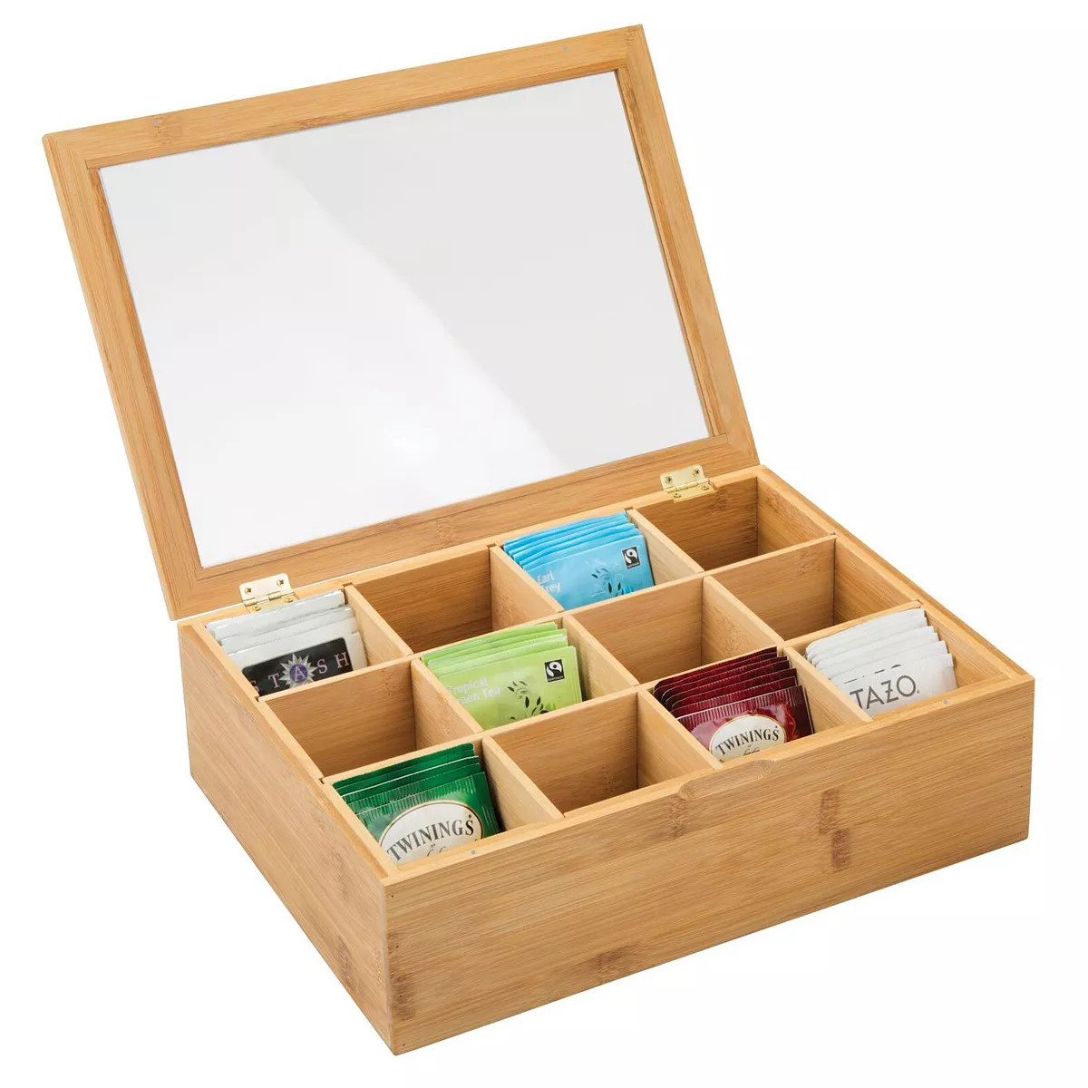 mDesign Formbu Stackable 12-Compartment Tea Organizer with Lid | Kohl's