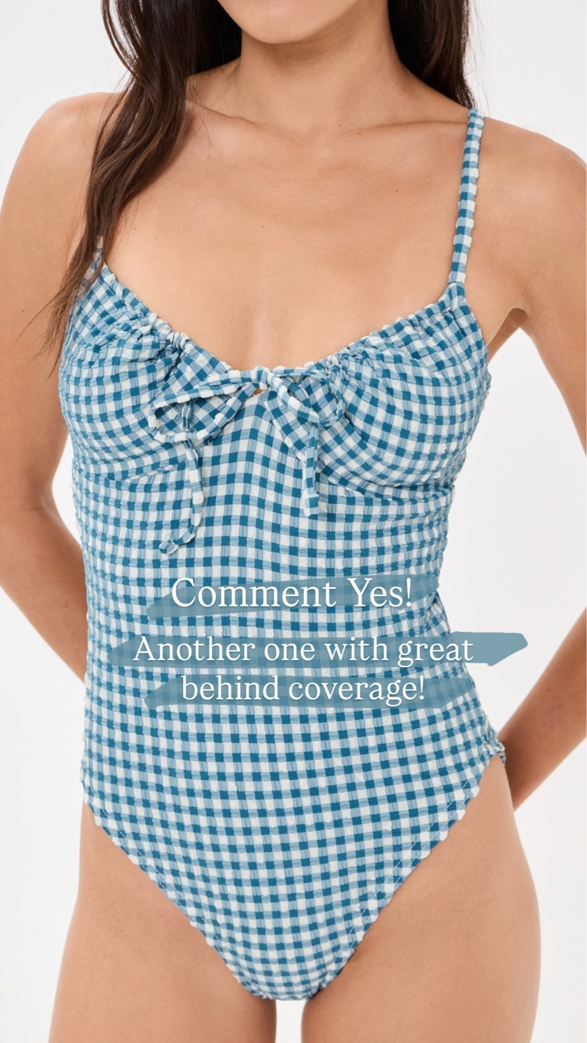 Blue gingham one piece swimsuit for the 4th of July!