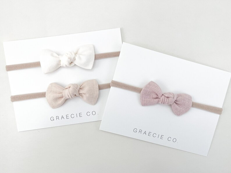 Neutral Knot Hair Bow Set, Baby Bow Headband, Bow Headband, Newborn Baby Bows, Baby Bow Clip, Tod... | Etsy (US)