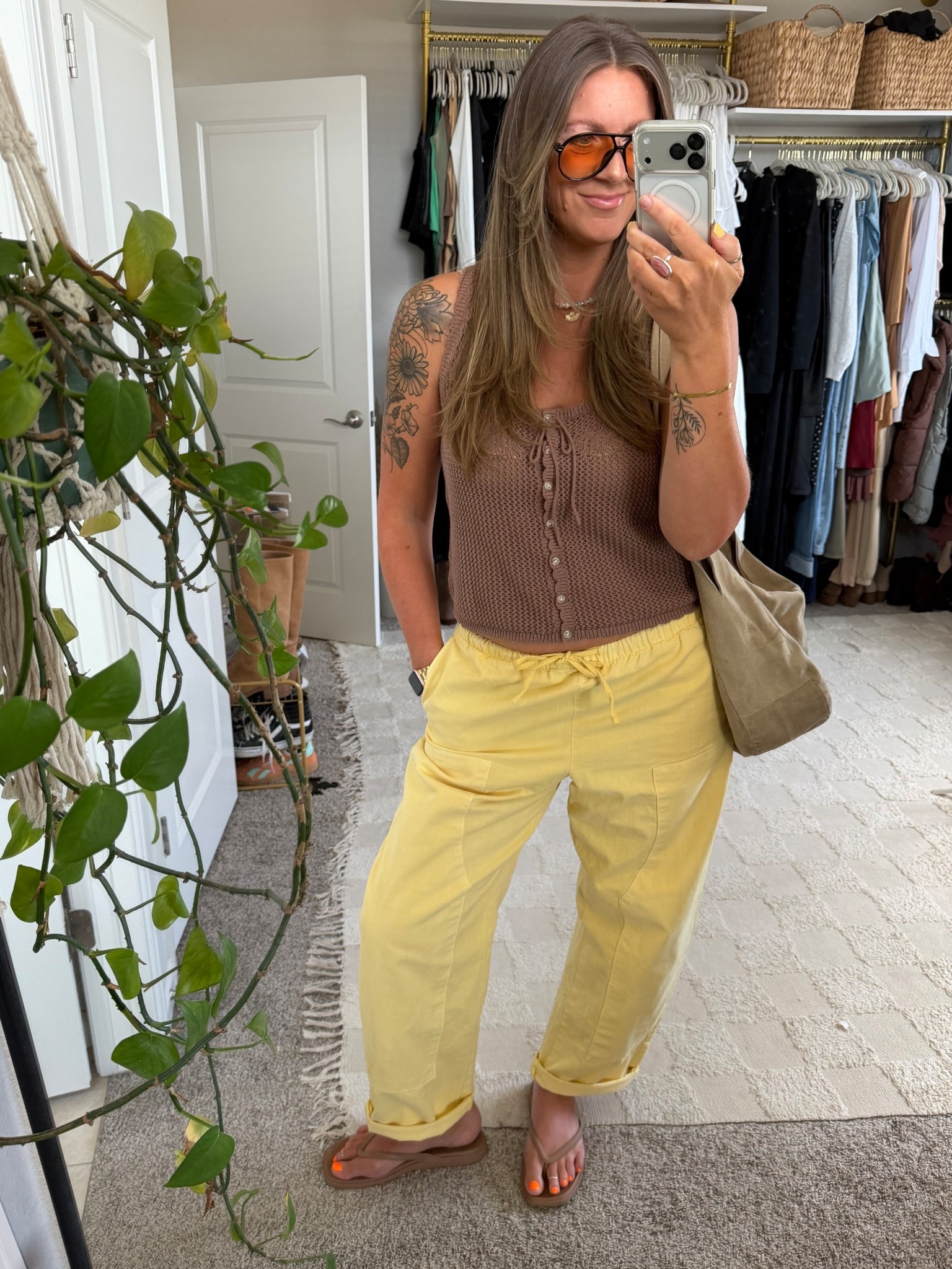 OOTD - medium tank, medium tall pants, 11 flip flops 🇨🇦 specific links are saved at the end 

#LTKTall #LTKootd #LTKOver40