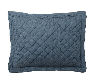Belgian Flax Linen Diamond Quilted Sham | Pottery Barn (US)
