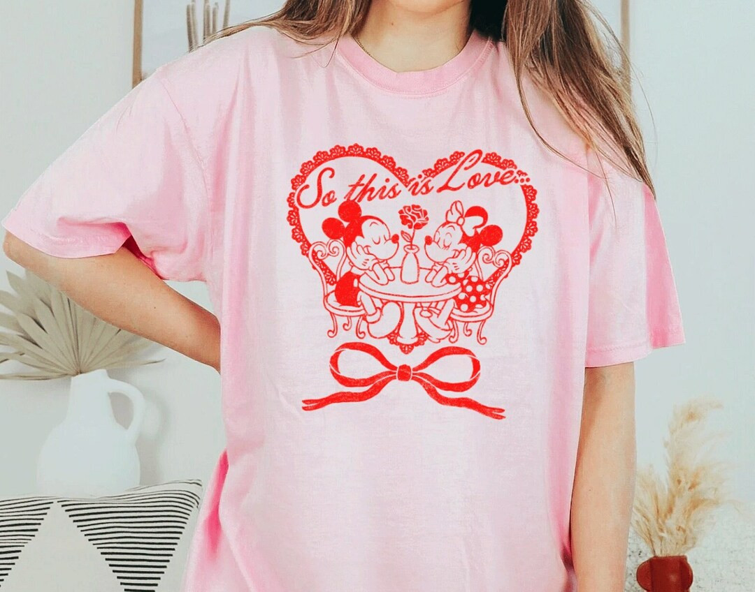 Valentines Day so This is Love Mickey Minnie Disney Inspired Pink and Red Oversized Unisex Shirt ... | Etsy (US)