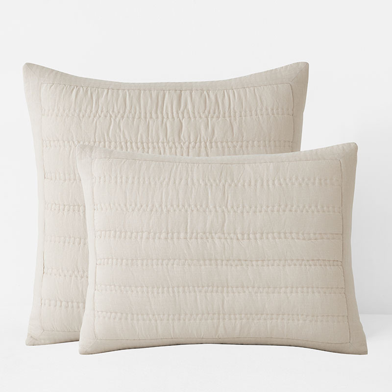 Premium Breathable Washed Linen Solid Quilted Sham - Linen, Euro | The Company Store
