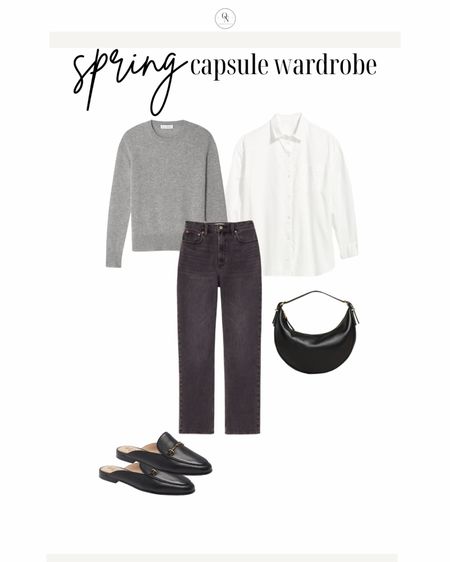 Spring outfit idea with cashmere sweater 

The Spring Capsule Wardorbe is here! 18 pieces to make getting dressed easy, decrease decision fatigue and reduce your mental load this spring. All at a modest price point with all items including trench under $150.

1. Basic white tshirt
2. Cashmere sweater
3. Striped sweater
4. White button down
5. Black denim
6. Cream pants (not shown but linked)
7. Wide leg denim
8. Black blazer
9. Trench coat
10. Black mules
11. Cognac sandals
12. Black sling backs
13. Sneakers
14. Chain necklace
15. Black purse 
16. Black crossbody (not shown)
17. Cognac tote
18. Sunglasses

spring outfits, spring capsule, what to wear for spring, spring outfits for women, travel spring outfits, spring essentials, sprint closet essentials, spring wardrobe essentials

#LTKSeasonal #LTKSpringSale