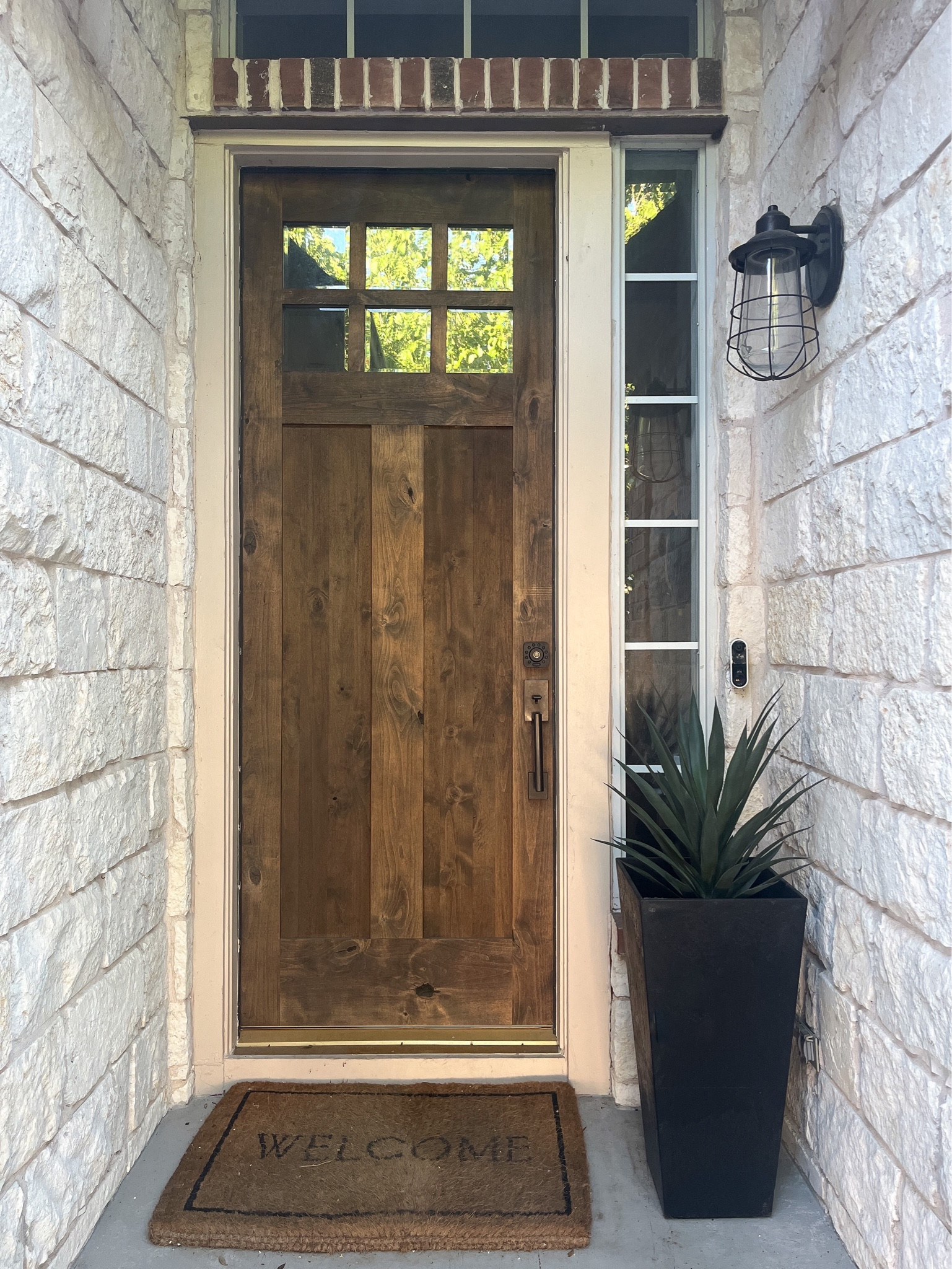 Front porch, welcome mat, door mat, black planter, faux yucca, artificial outdoor plants 

#LTKhome #LTKSeasonal #LTKfindsunder50