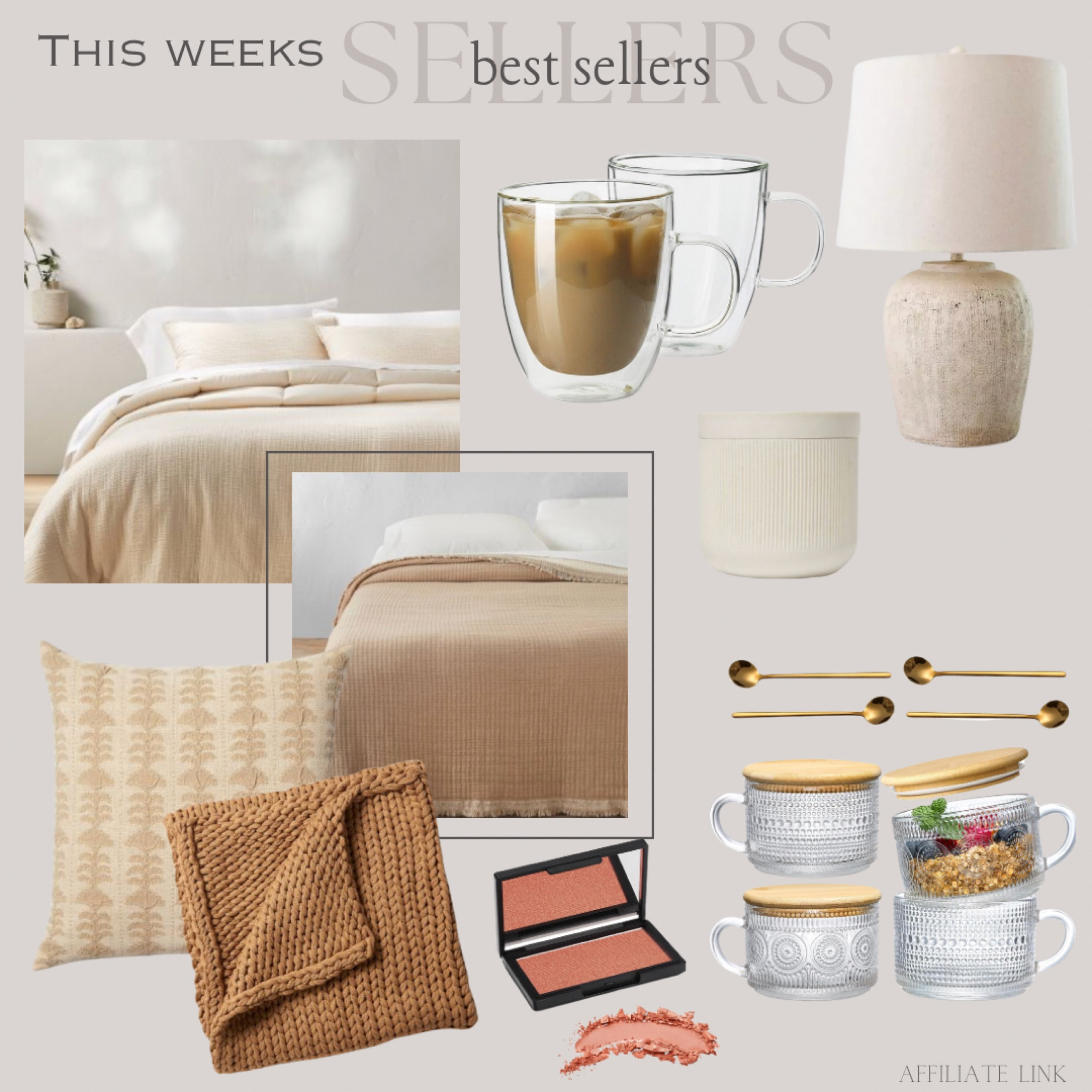 This weeks BEST Sellers! 


Bedding, Casaluna, neutral bedding, bedroom decor, coffee cups, vintage glassware, canister, bathroom decor, table lamp, throw pillow, throw blanket, chunky knit blanket, makeup, blush, beauty, home decor


#target #amazon #kirklands #walmart 

#LTKbeauty #LTKhome