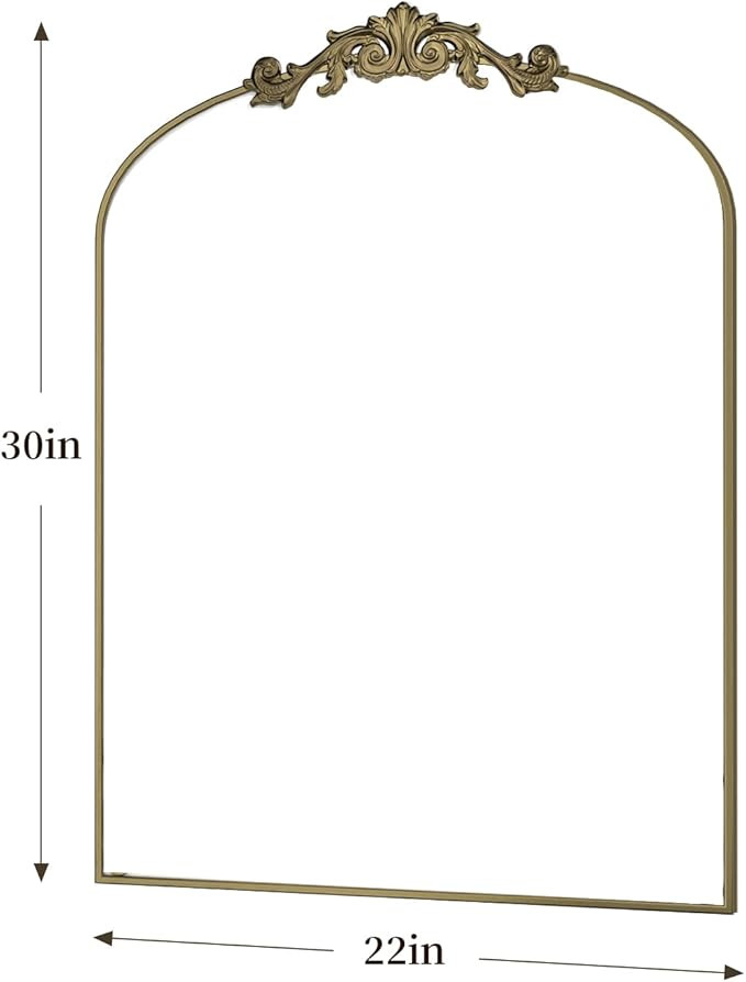 Arched Wall Mirror, 22"x30" Vintage Bronze Baroque Mirror, Wall Vanity Mirrors French Brass Mirro... | Amazon (US)