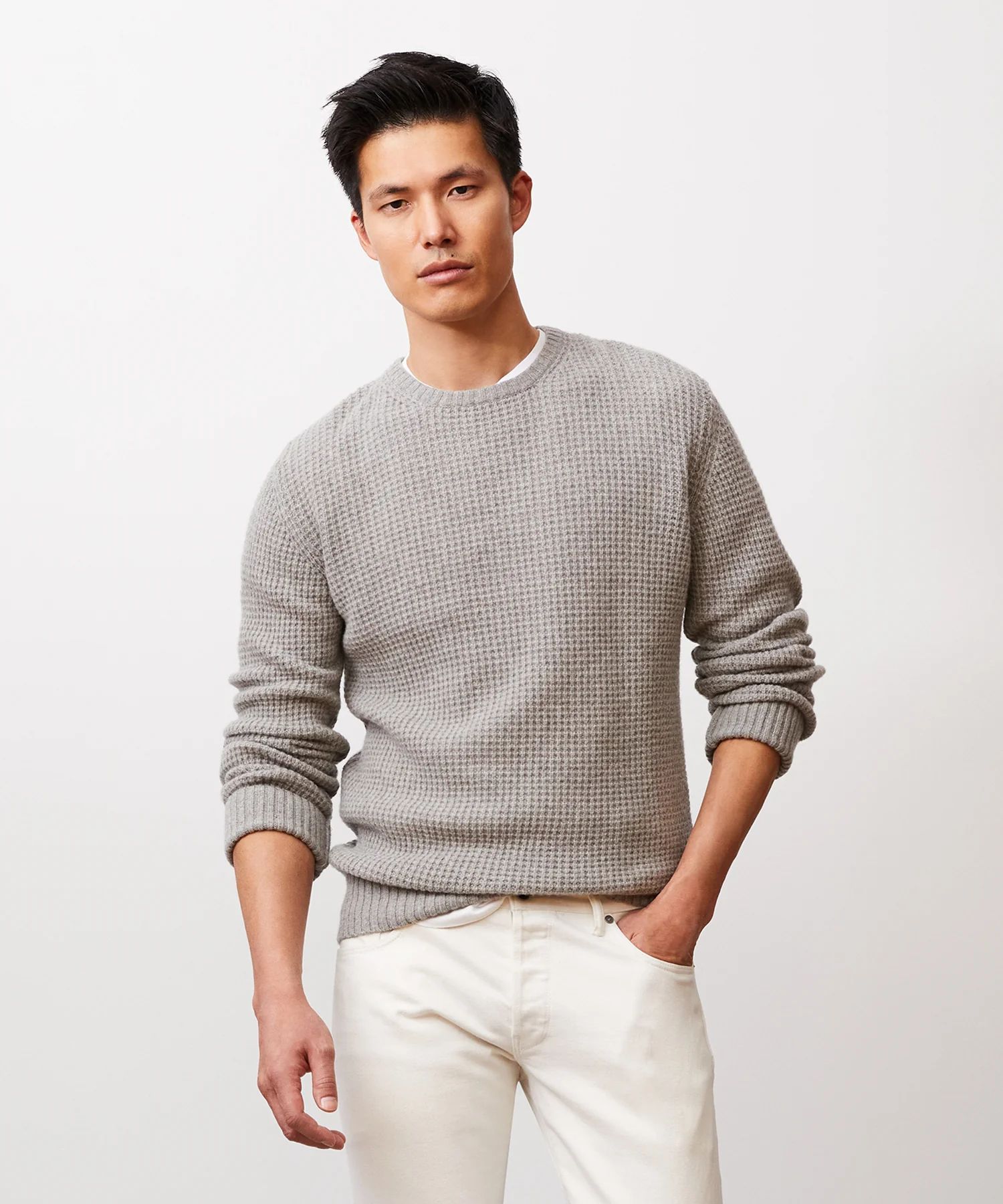 Italian Recycled Cashmere Crew in Grey | Todd Snyder