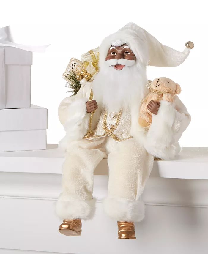 Ivory & Gold Sitting Santa with Gifts, Created for Macy's | Macy's