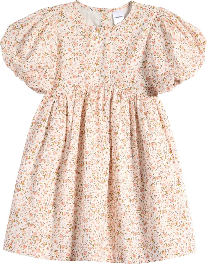 Kids' Print Cotton Puff Sleeve Dress | Nordstrom