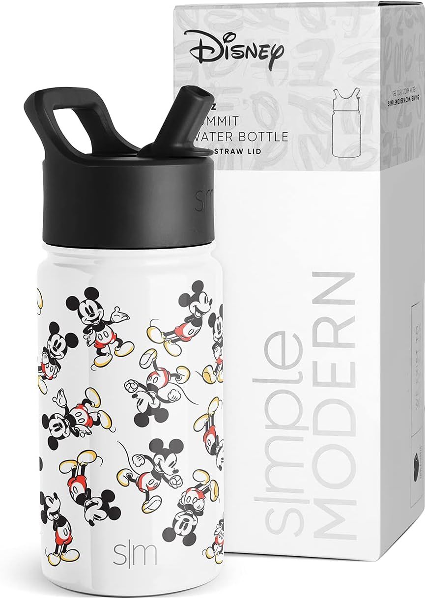 Simple Modern Disney Mickey Mouse Kids Water Bottle with Straw Lid | Reusable Insulated Stainless... | Amazon (US)