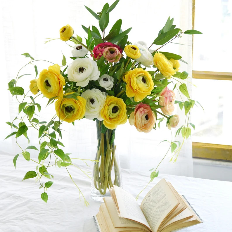 FiveSeasonStuff  10 Artificial Flowers Silk Clematis Fake Flower Garland Leaves |Hanging Vine Lea... | Etsy (US)