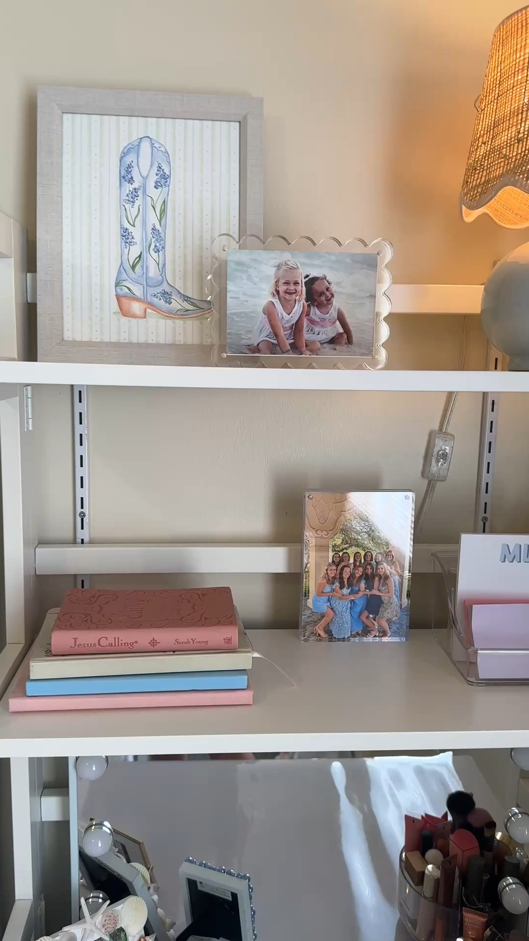 Dorm desk hutch. Vanity mirror. Makeup organizer. Notepad is 5.5 x 5.5” at the link below. Print is Pearly Gates Designs.

#LTKHome