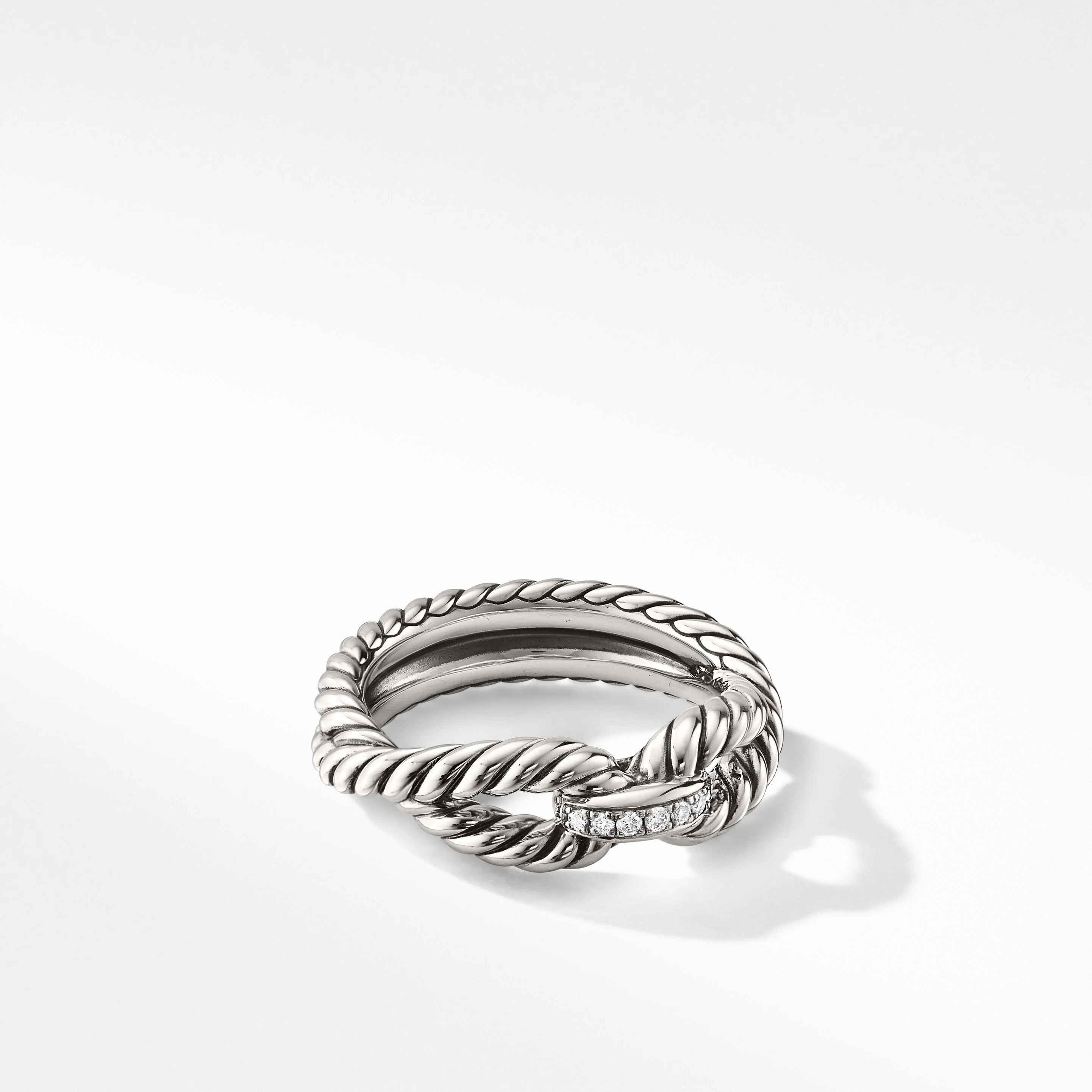 Cable Loop Band Ring in Sterling Silver with Pavé Diamonds | David Yurman