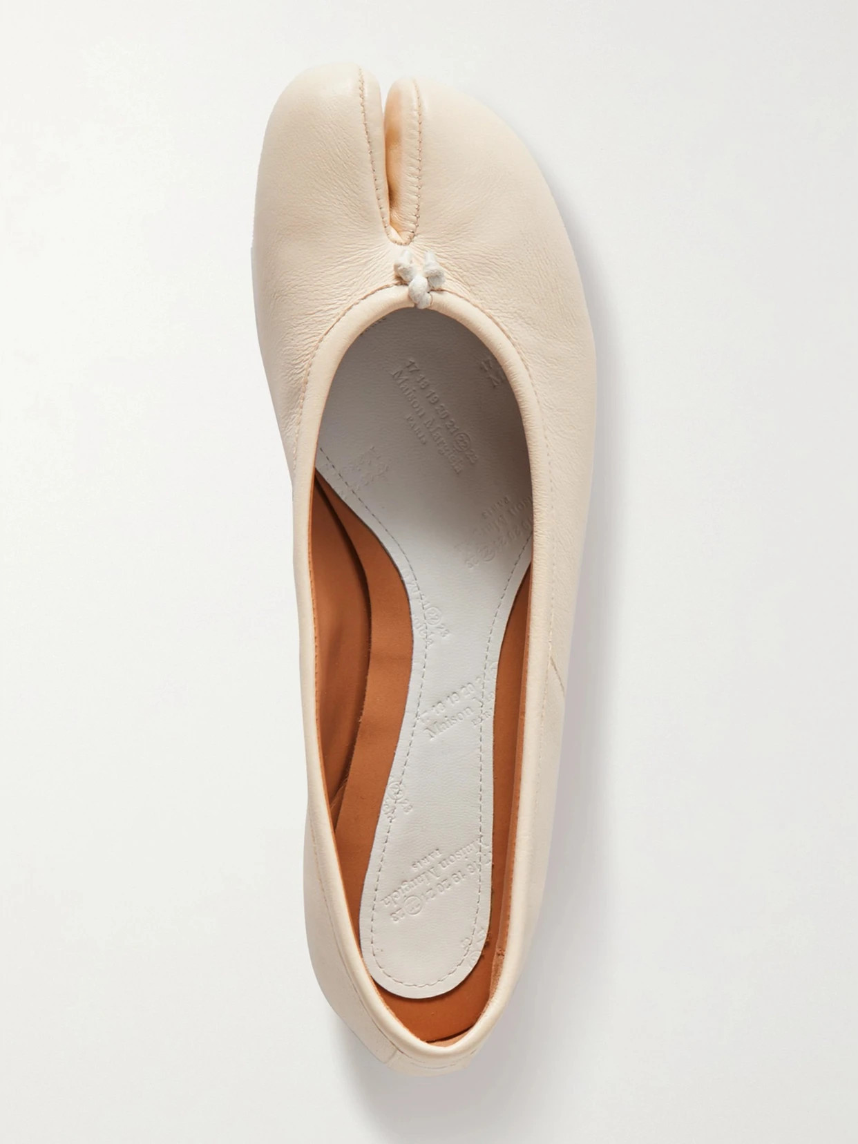 Maison Margiela - Tabi Split-toe Leather Ballet Flats - White | NET-A-PORTER (US)