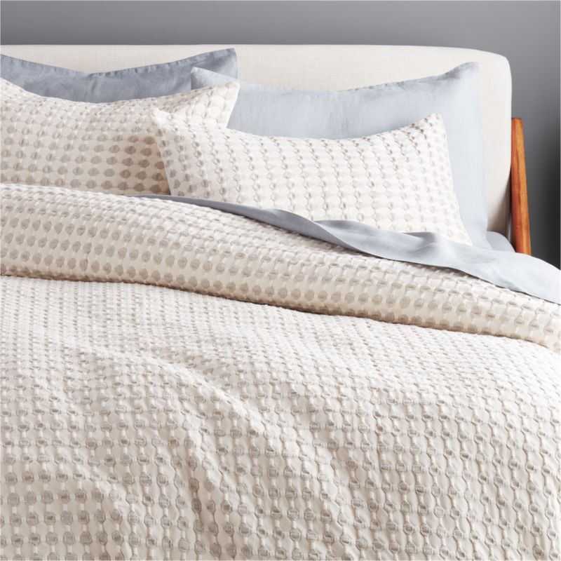Estela Grey and White Organic Cotton Duvet Cover and Pillow Shams | CB2 | CB2