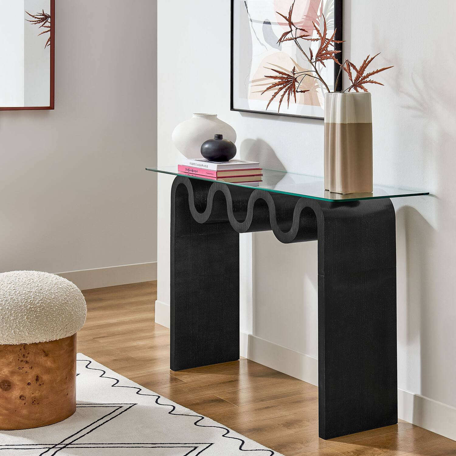 Ondine Glass Top 50" Console Table by Modway - Black | Best Buy U.S.
