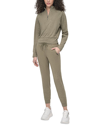 Women's Space-Dyed Half-Zip Top & Joggers | Macy's