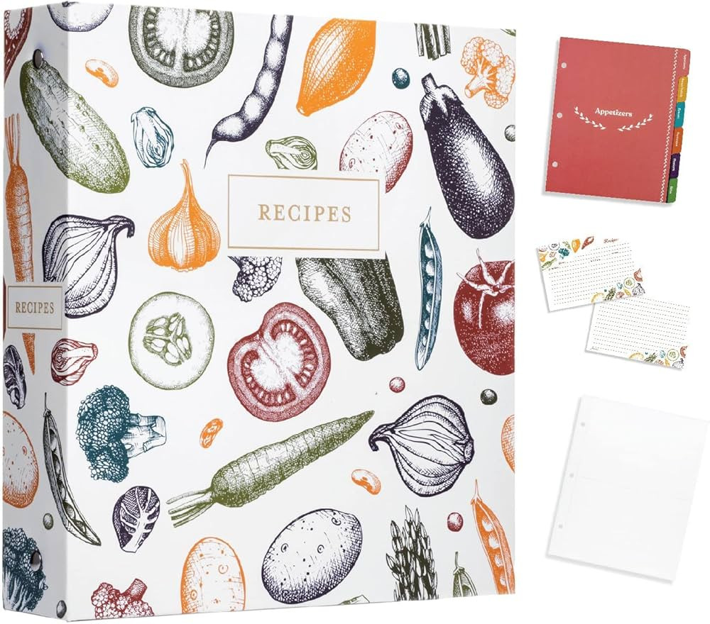 Jot & Mark Recipe 3 Ring Binder 8.5" x 9.5" | Full-Page with Clear Protective Sleeves and Color P... | Amazon (US)